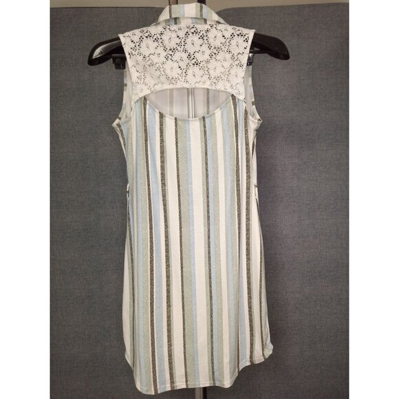 No Boundaries Women's White Green Striped Mini Dress Size Small (3-5) - Picture 2 of 6